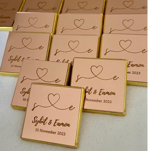 50 cadeaux en chocolat miroir rose, chocolat personnalisé, chocolat personnalisé, cadeaux de mariage pour invités, cadeaux de mariage, chocolat plexiglas