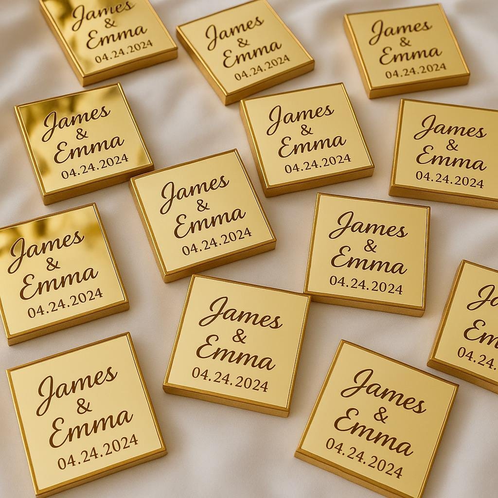 50 Chocolate Favors, Wedding Chocolate Favors, Engagement Chocolate , Custom Chocolate Favors, Wedding Mirror Chocolate Favors For Guest