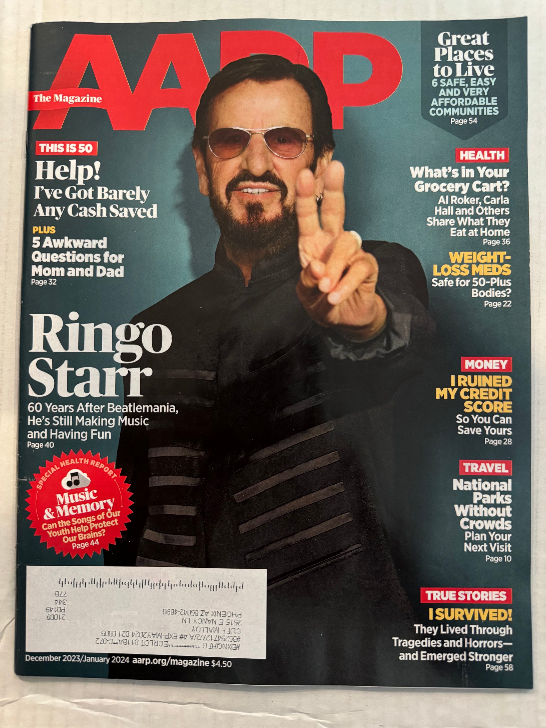 AARP Magazine Ringo Starr December 2023 January 2024 Beatles Etsy