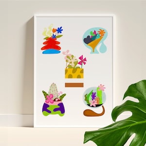 Nickelodeon Fan Art Gift Floral Abstract Matisse Art Decor New Home Gift Plant Lover Illustration Botanical Wall Flower Poster SpongeBob