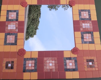 Modèle MEXICO - Miroir mosaique en émaux de Briare mat.