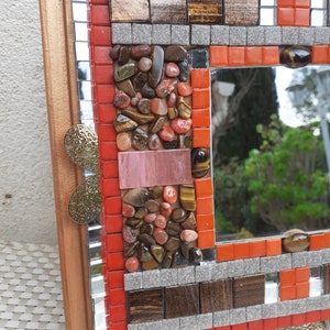 PARIS semi-precious natural stone mirror predominantly brown/red. image 2