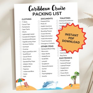 Ultimate Caribbean Cruise Packing List - Printable PDF Travel Vacation Organizer, Cruise Packing Checklist, Cruise Planner