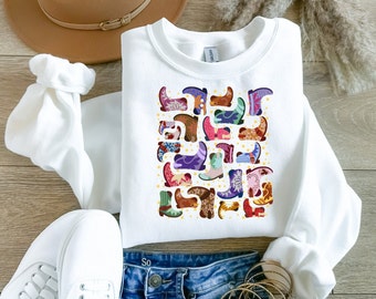 Cowgirl-Stiefel Rundhals-Sweatshirt