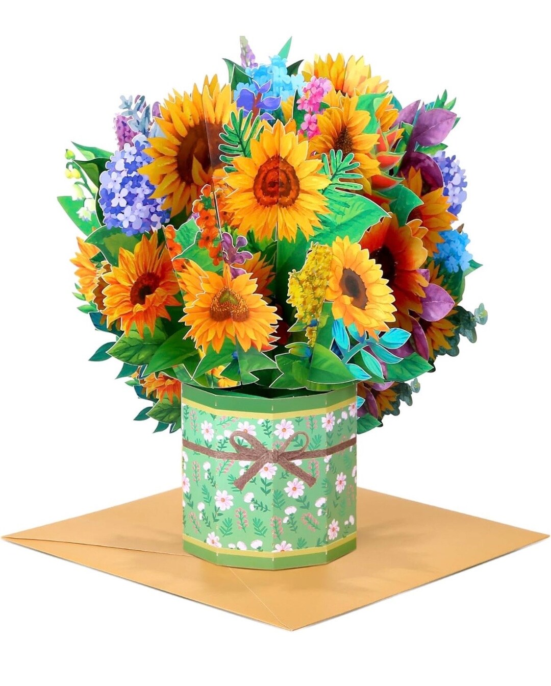 Paper Flower Bouquet Pop up Cards, Mothers Day Sunflower 3D Popup ...