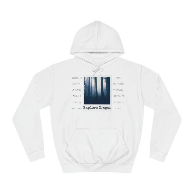 Explore Oregon Unisex Hoodie Polaroid Foggy Forest Trees Analog