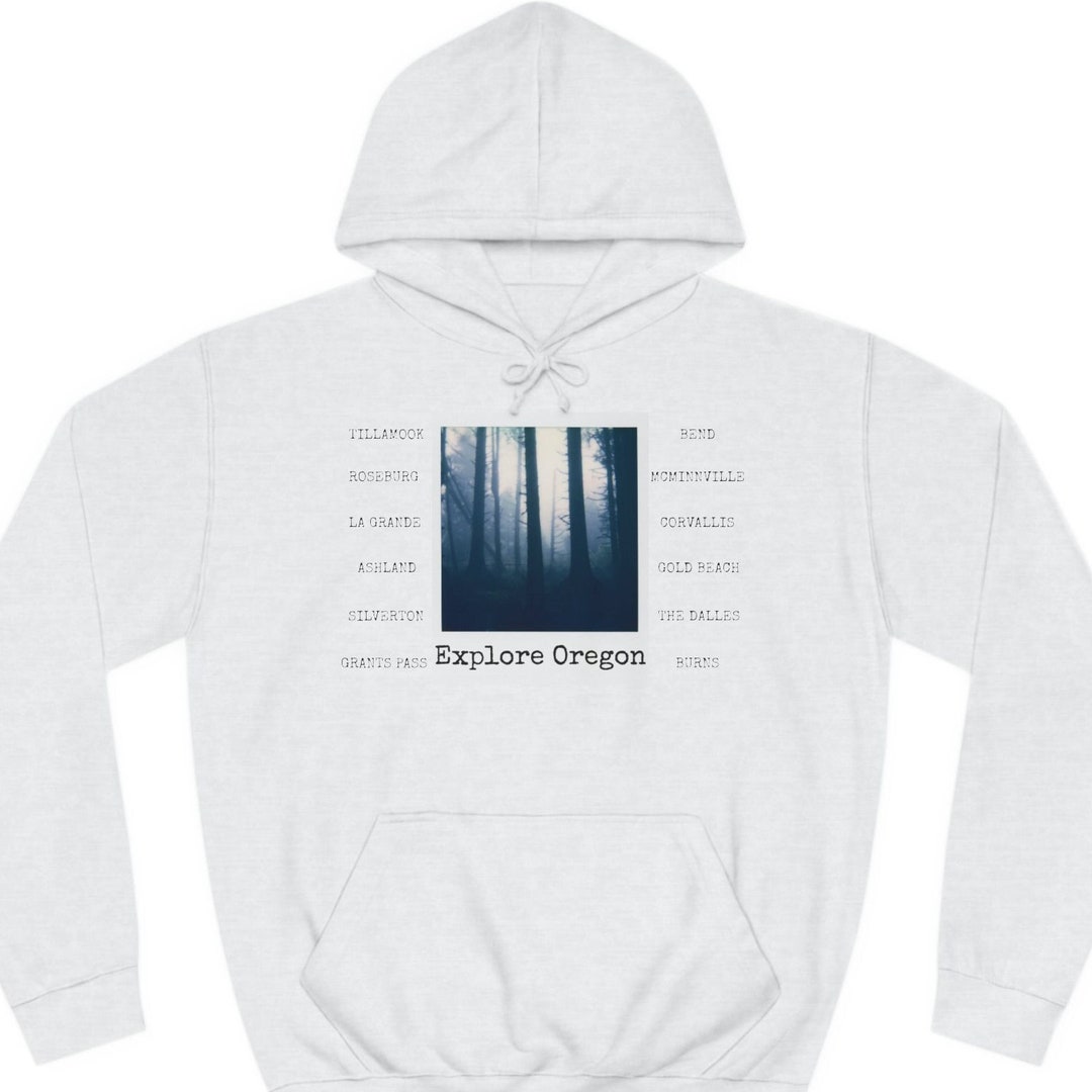 Explore Oregon Unisex Hoodie Polaroid Foggy Forest Trees Analog