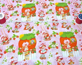Nuovo tessuto di cotone Strawberry Shortcake, 1 iarda. 36" x 44".