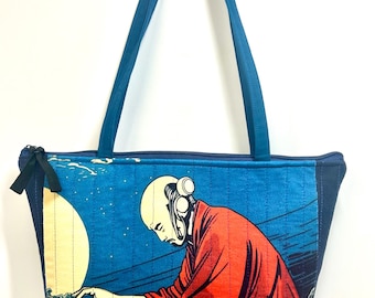 Nuovo DJ giapponese fatto a mano su giradischi 10x13" Borsa con chiusura a cerniera, 2 tasche interne