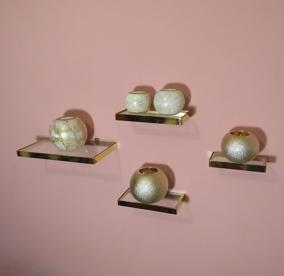 Floating Rechteck Glas Regale Wand Montiert Gold Schwarz Silber Regal Wandbehang Minimalist Wand Dekor Eintrag Display Regal Geschenk für Sie