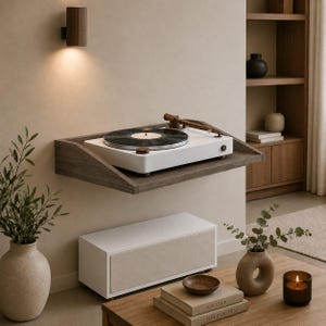 Handcrafted Wall Mounted Record Stand, Turntable Wall Shelf, Vinyl Record Player Stand, Floating LP Shelf, MDF, Handmade, Music Room Decor