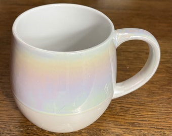 Iridescent White Mug | 20 oz Coffee Cup | Pearl Colored Mug |