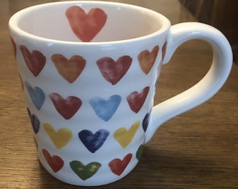 Jumbo Handcrafted Heart Mug | 24 oz Mug with Various Heart Designs |Hot Chocolate & Coffee Mug |
