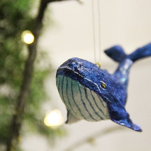 Blue whale ornament cotton toy hand-made for the long memory New Year Humpback whale fish Christmas Ornament Sea Life Decoration