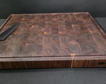 End Grain Walnut Cutting Board | Handmade Wooden Butcher Block