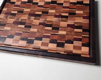 Large Cutting Board End Grain  | Handmade Walnut Butcher Block with Juice Groove