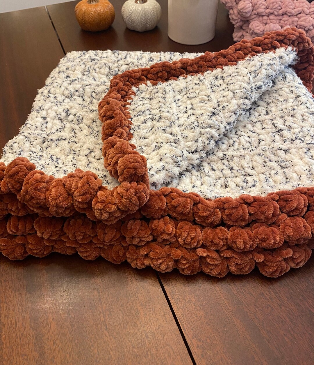 Soft White & Burnt Orange Homemade Baby Blanket Etsy