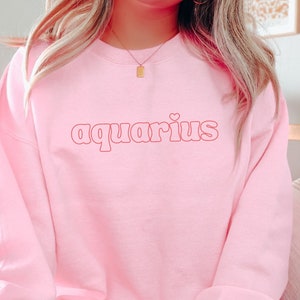 Zodiac Sweatshirt, Aquarius Aesthetic Personalized Birthday Zodiac Horoscope Gift, Zodiac Crewneck, Aquarius Sweatshirt Crewneck For women
