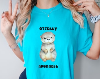 Otterly Adorable Comfort Colors Tee | Cute Otter Graphic Shirt, Animal Lover T-Shirt, Marine Biologist Gift, Otter Lover Gift, Sea Otter
