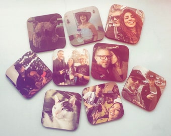 Set of 9 photo magnets. 2”x2” | Customized square photo fridge magnets made from your own pictures.