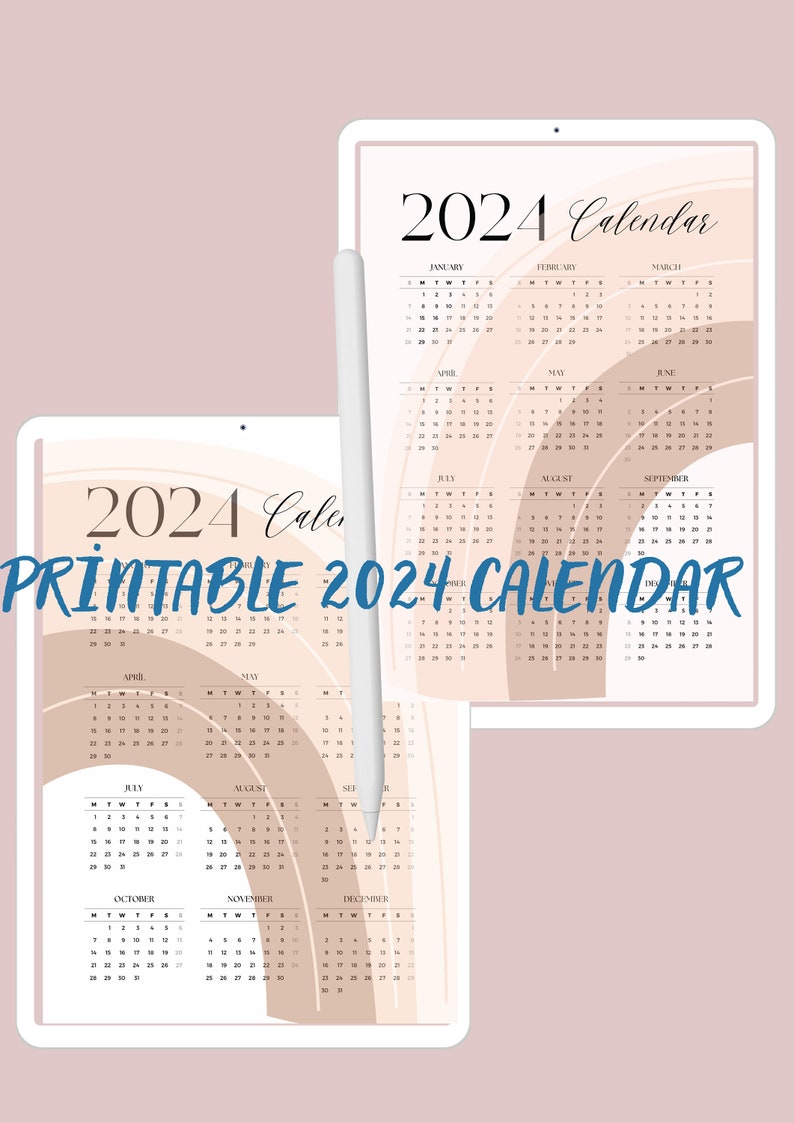 Printable Calendar 2024 Monthly Planner 2024 Letter, 11x17, A4, A3