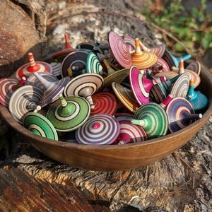 Handmade Colorful Wood Spinning Tops