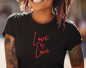 Unisex korte mouw Love Is Love grafisch shirt, Gay Pride gendergelijkheid shirt, homo lesbisch queer shirt, esthetische kleding trendy shirt