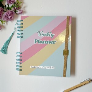 Personalized Weekly Planner | Custom Undated Spiral Planner with Illustrated Hardcover | Flexible Yearly Planner | Handmade Planner Gift
