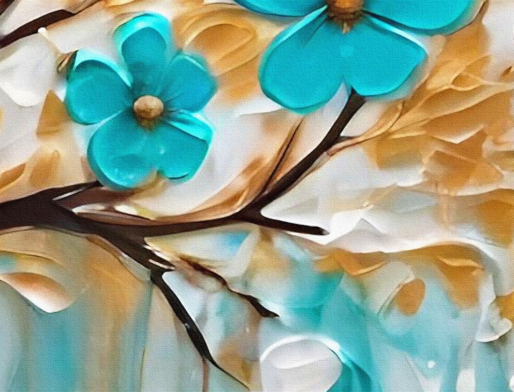 Tree With Flowers and Butterfly Wall Art Canvas Giclée Print framed