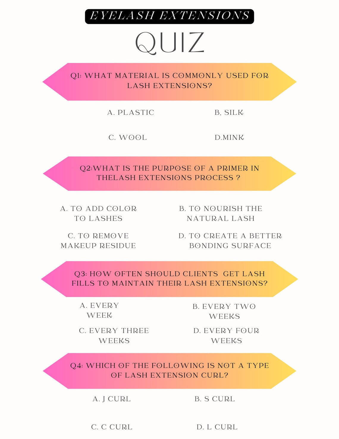 Eyelash Extensions Quiz Etsy