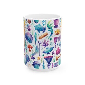 Whimsical Ocean-Themed Ceramic Mug | Perfect Gift for Sea Lovers, Coffee, Tea, Beach Decor, Unique Birthday Present