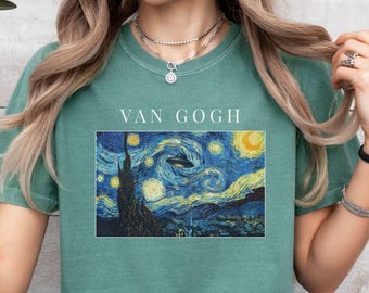 Van Gogh Shirt, The Starry Night, Fine Art Shirt, Alien Shirt, Funny Gift, Comfort Colors® Tee, Art Lover Shirt, Gift for Art Lover, Alien