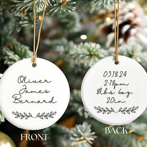 Baby&#39;s Birth Stats Ornament, Personalized Baby Ornament, Baby&#39;s 1st Christmas Ornament, Custom Keepsake Ornament, Baby Hospital Keepsake