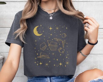 Comfort Colors® Celestial Book Shirt Witchy Shirt Celestial Shirt Book Space Shirt Gift for Book Lover Booktorvert Shirt Bookish Gift