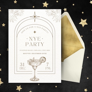 Invito alla festa di Capodanno / Il grande Gatsby / Festa di Capodanno / Invito digitale / Cocktail party / Modello di invito modificabile