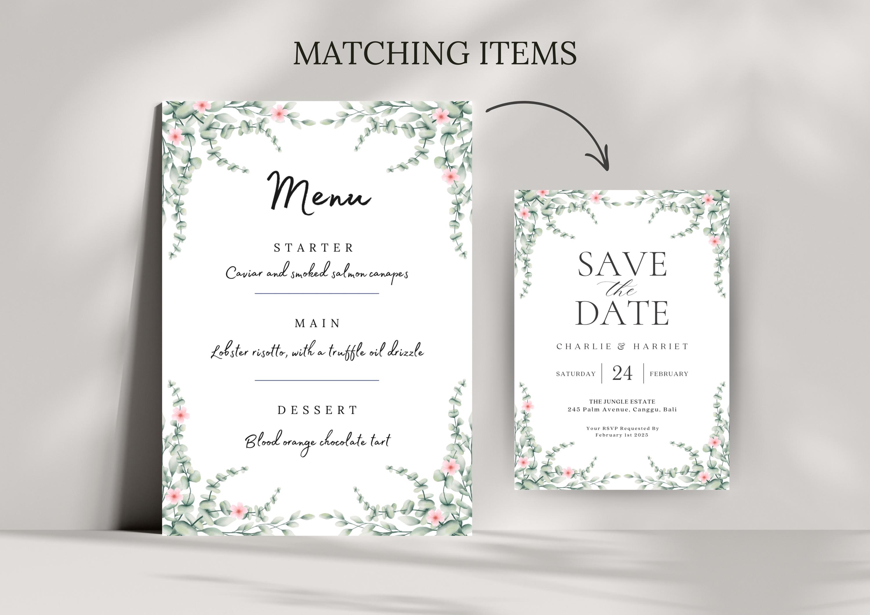 Editable Menu Invitations | Mobile Elegant Party Invite | Floral ...