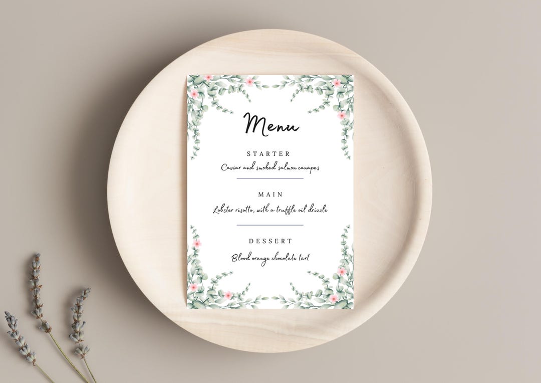 Editable Menu Invitations | Mobile Elegant Party Invite | Floral ...