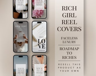 Ragazza ricca, Copertine di lusso per bobine di Instagram, Modelli di copertine per bobine, Modelli Canva di Instagram, Instagram dall'estetica ricca, Canva per modelli di bobine