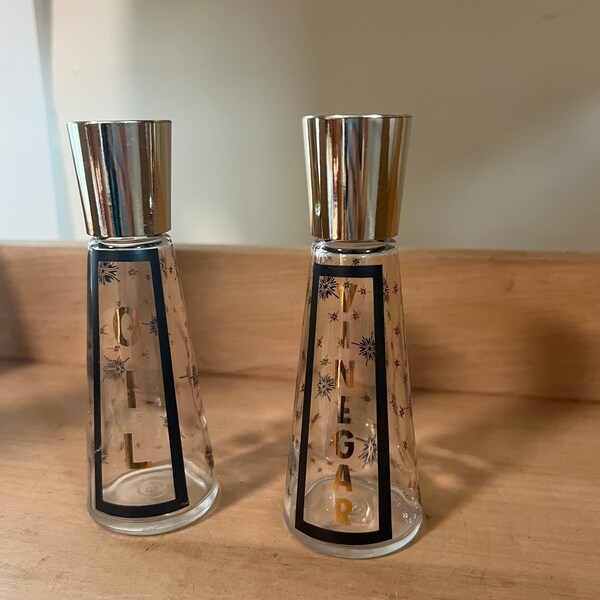 Set of MCM Oil and Vinegar Glass Bottles