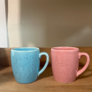 Set of blue and pink mugs handmade in Japan
