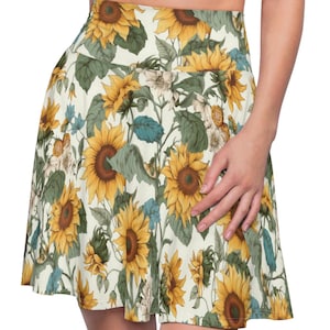 Sunflower Skater Skirt: Floral Boho Chic Women&#39;s Skirt