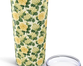 Yellow Rose Floral Tumbler – Insulated 20oz Travel Mug