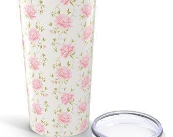 Floral Tumbler: Elegant Insulated Stainless Steel Drinkware (20oz)