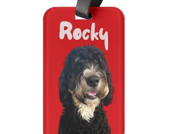 Etiqueta de equipaje personalizada con foto de mascota, etiqueta de acrílico para bolsa de perro y gato