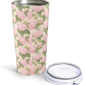 Floral Hydrangea Tumbler - 20oz Floral Travel Mug, Spring Gift, Hydrangea Design, Coffee Tumbler, Wedding Favor, Garden Lover