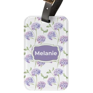 Personalized Hydrangea Luggage Tag: Acrylic Floral Travel ID