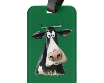 Funny Cow Luggage Tag: Acrylic Barnyard Animal Travel Accessory