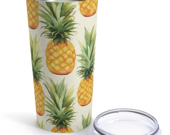 Pineapple Tumbler 20oz: Tropical Floral Print Travel Mug