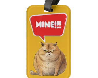 Funny Annoyed Cat Luggage Tag: Acrylic Feline Design with Leather Strap