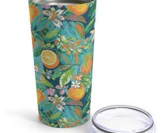 Citrus Floral Tumbler: 20oz Insulated Stainless Steel Travel Mug